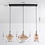 Suspension Maracas 3 lumières - noir et verre ambré