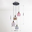 Suspension 4 lumières avec verre coloré - Liya