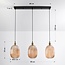 Hanglamp Erin van geribbeld amber glas, 3-lichts