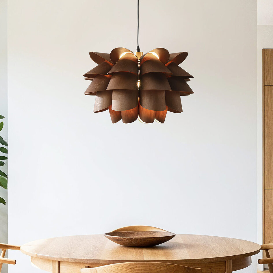 Moderne hanglamp Mucai met donkere houttint