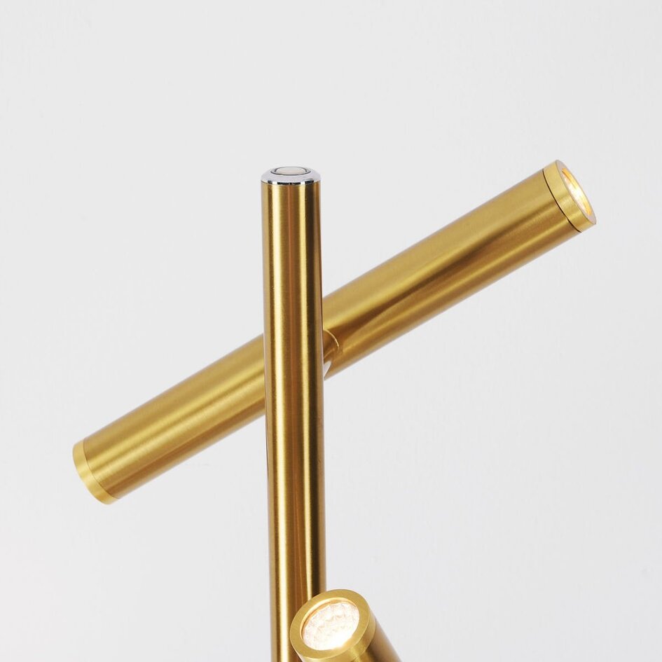 Luxe vloerlamp Zhan met drie draaibare spots en touch dimmer – goud