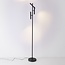 Vloerlamp Zhan met drie draaibare spots, touch dimmer en up & down licht – zwart