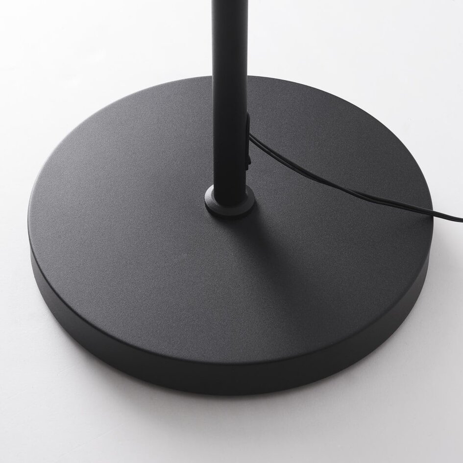 Vloerlamp Zhan met drie draaibare spots, touch dimmer en up & down licht – zwart