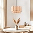 Suspension Japandi Hona - abat-jour double ondulé en lin beige