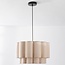 Suspension Japandi Hona - abat-jour double ondulé en lin beige