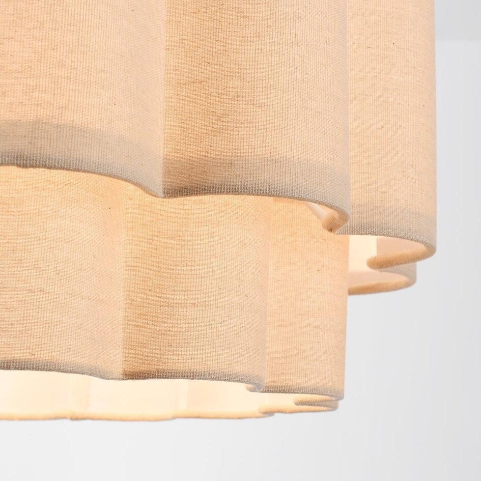 Suspension Japandi Hona - abat-jour double ondulé en lin beige