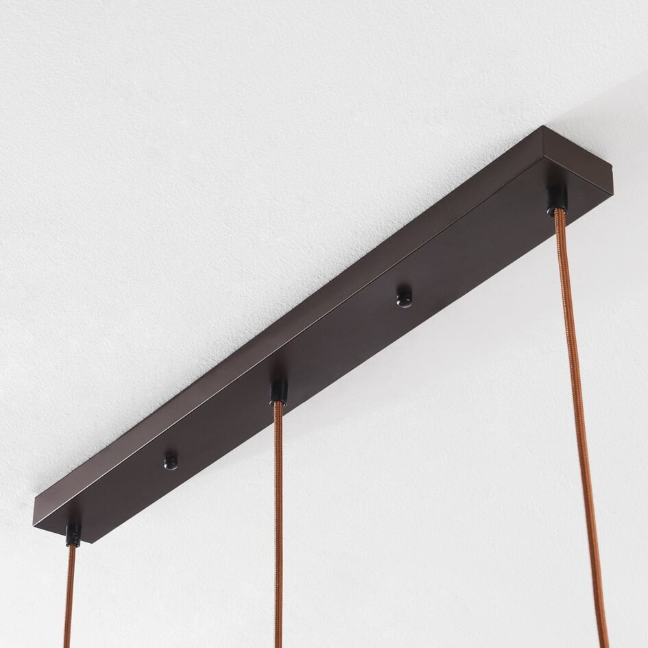 Natuurlijke 3-lichts hanglamp Travé van travertin (natuursteen) en hout