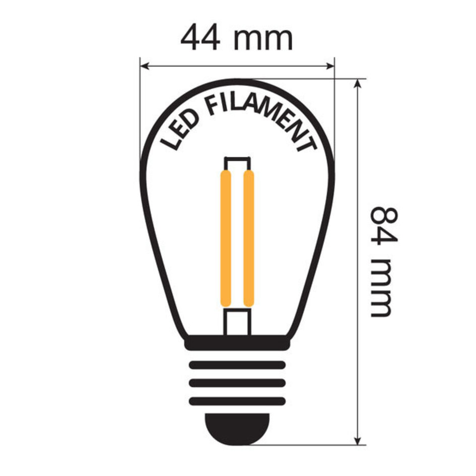 Prikkabel set met 1 watt LED filament lampen, met witte prikkabel