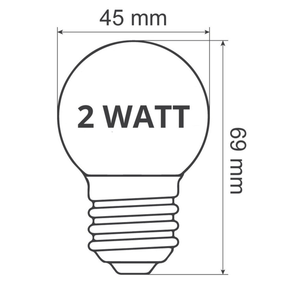 Prikkabel set met 2 watt dimbare LED lampen met melkwitte kap
