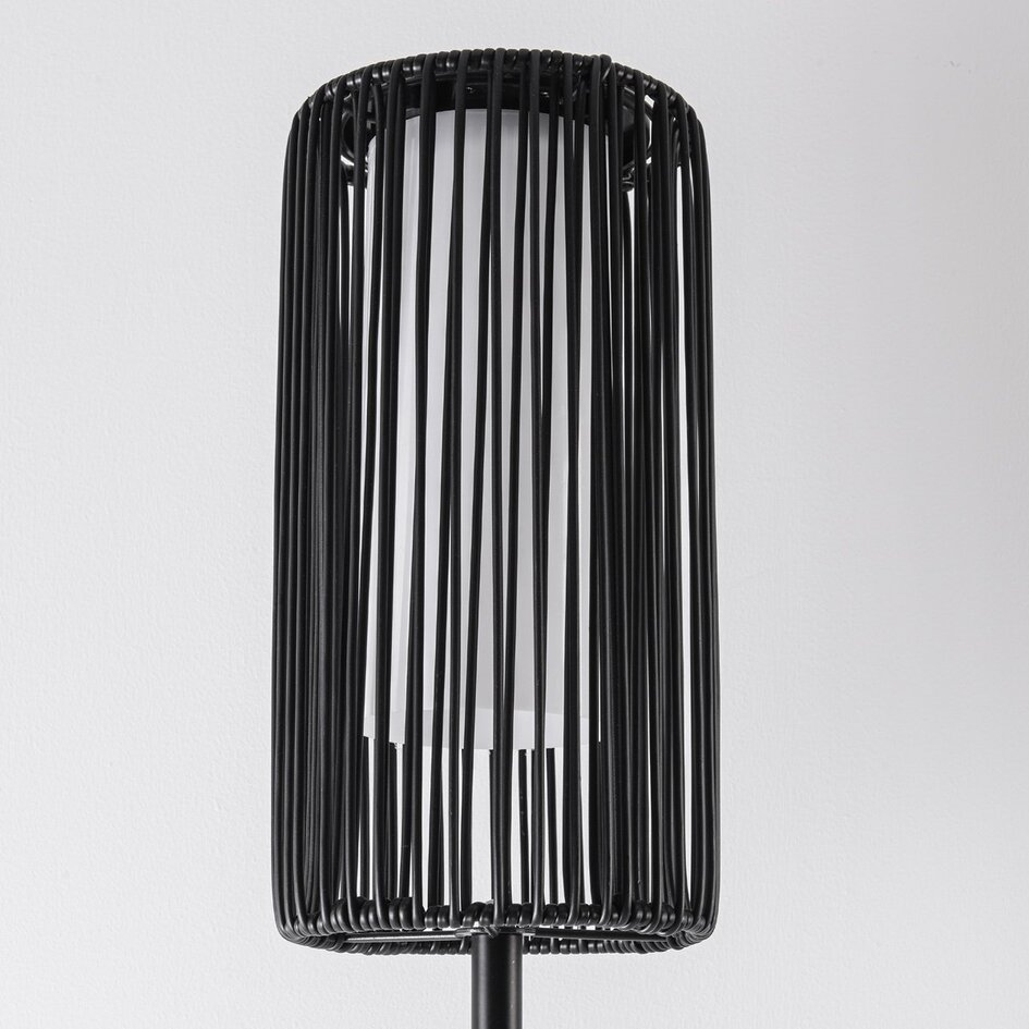Lampe solaire sur pied Chara au design tressé noire, LED intégrée