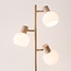 Lampadaire Pieta beige avec trois spots pivotants en verre blanc laiteux