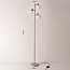 Lampadaire Pieta beige avec trois spots pivotants en verre blanc laiteux