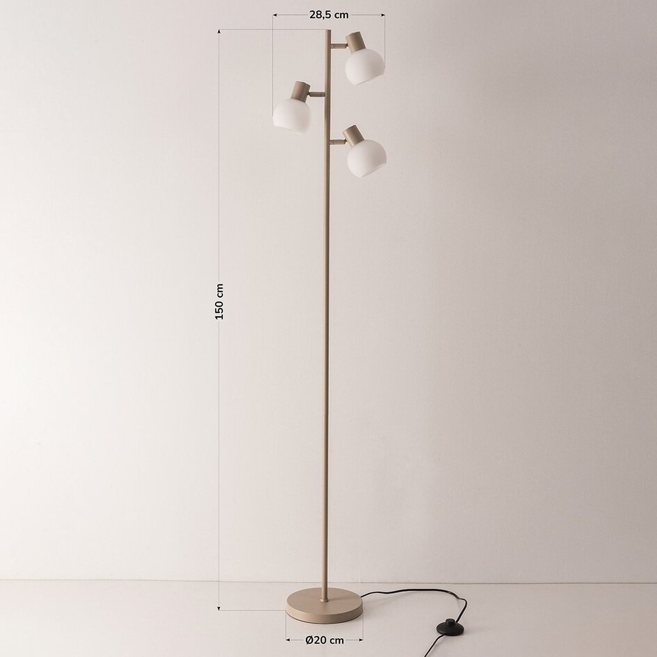 Lampadaire Pieta avec 3 spots orientables en verre opalin