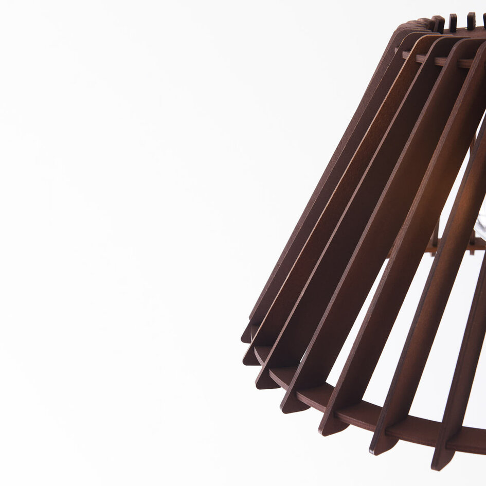 Staande booglamp Ibis zwart met houten kap, 1-lichts