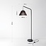 Lampadaire arc Ibis avec abat-jour en bois - noir