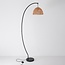 Lampe arquée moderne Estar avec abat-jour naturel et structure noire