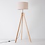 Lampadaire scandinave Tenir - trépied en bois et abat-jour en lin
