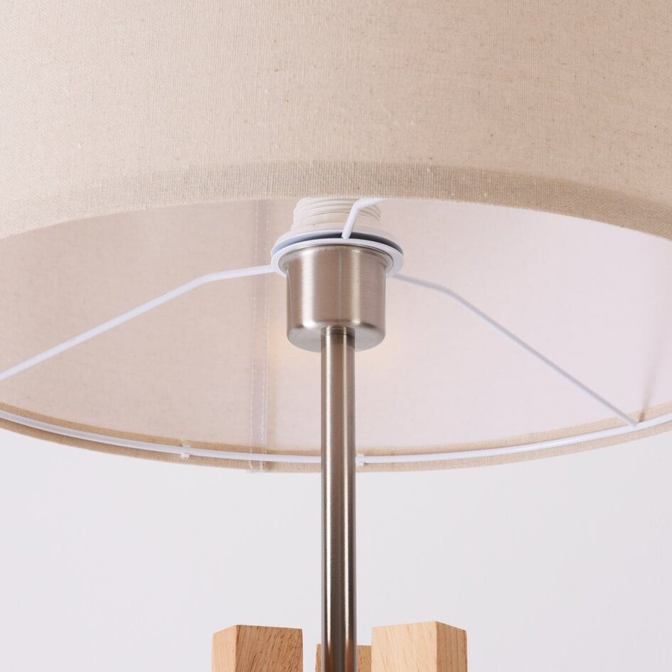 Lampadaire scandinave Tenir - trépied en bois et abat-jour en lin