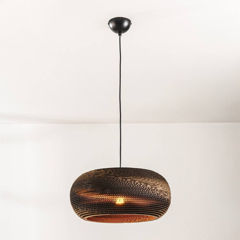 Hanglamp Kaja van karton - zwart