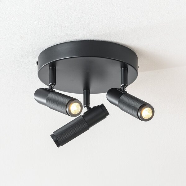 Plafonnier industriel Axis avec 3 spots orientables en noir