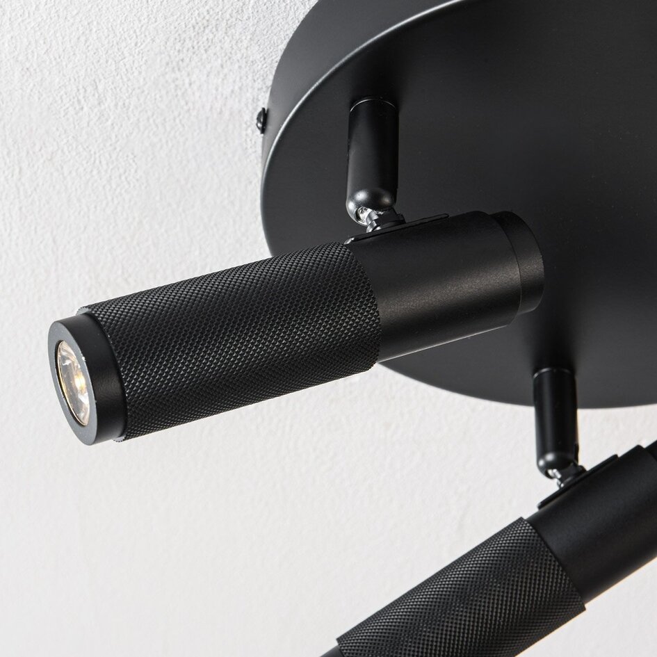Plafonnier industriel Axis avec 3 spots orientables en noir
