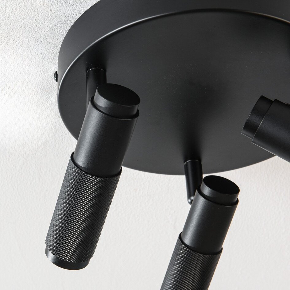 Plafonnier industriel Axis avec 3 spots orientables en noir