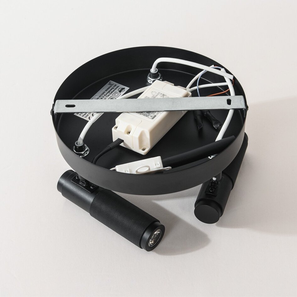 Plafonnier industriel Axis avec 3 spots orientables en noir