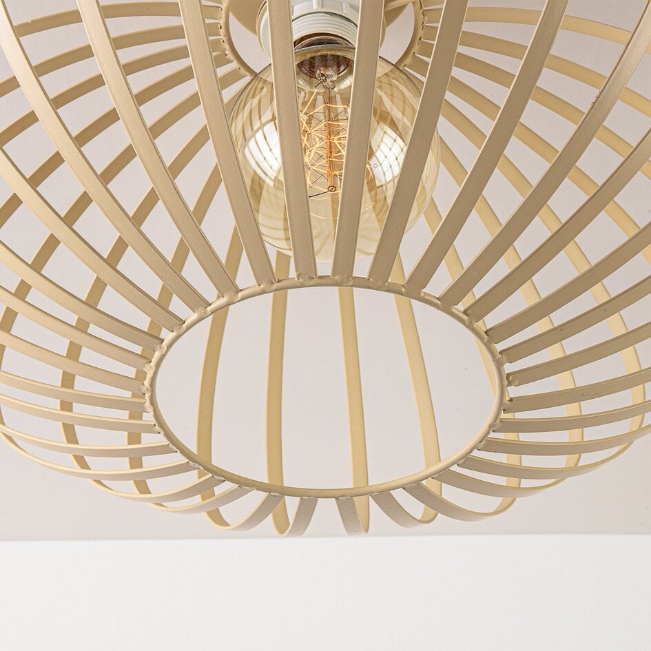 Plafonnier Grata beige avec structure métallique ouverte