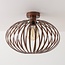 Plafondlamp Grata in bruin met open metalen frame