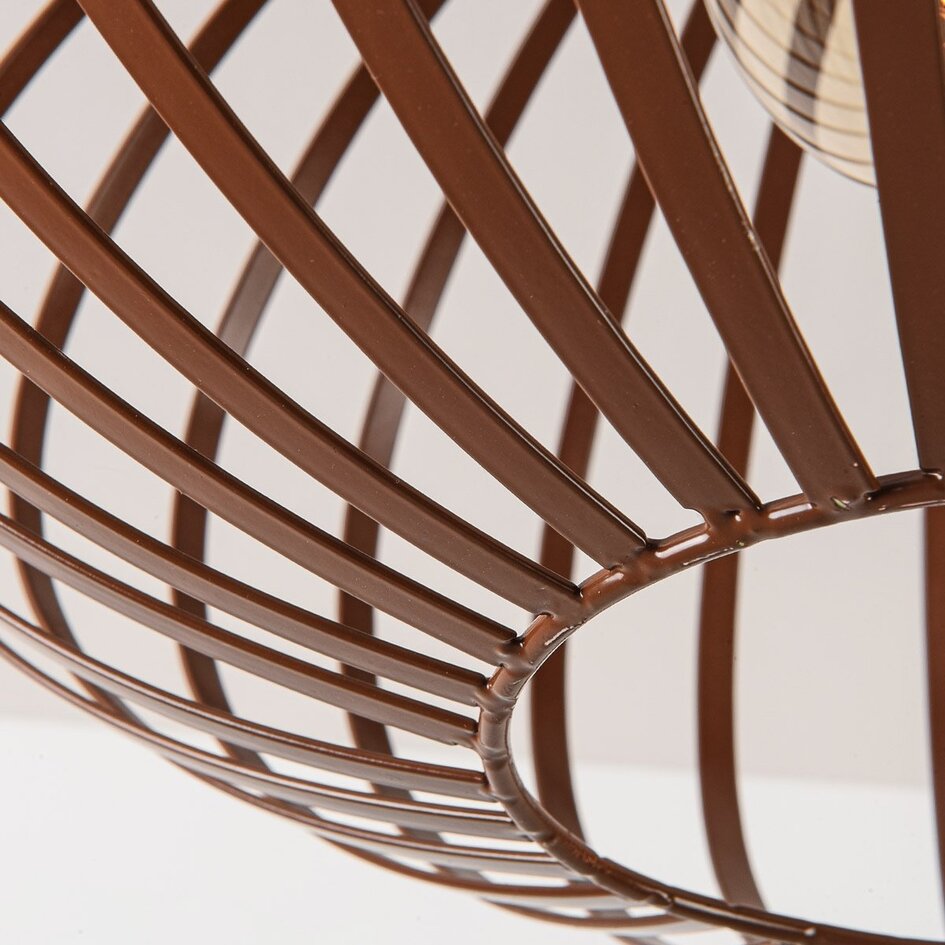 Plafondlamp Grata in bruin met open metalen frame