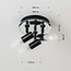 Plafonnier Trion - 3 spots orientables - noir, diffuseurs en verre dépoli