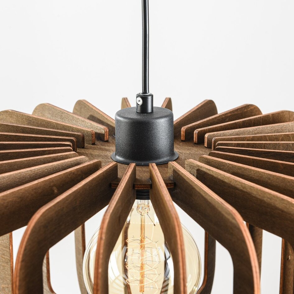 Suspension Inzai en bois foncé – ronde