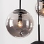 Hanglamp Marui met vijf smoke glazen bollen en zwarte details