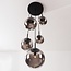 Suspension Marui 5 lumières noire avec boules en verre fumé
