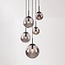 Hanglamp Marui met vijf smoke glazen bollen en zwarte details