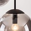 Suspension Marui 5 lumières noire avec boules en verre fumé