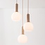 3-lichts beige hanglamp Imme met melkwitte glazen kappen
