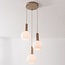 Suspension Imme 3 lumières beige avec abat-jours en verre blanc laiteux
