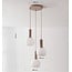 Suspension Imme à 3 lumières - beige, globes en verre laiteux