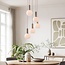 Suspension Imme à 5 lumières - beige, globes en verre laiteux