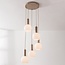 Hanglamp Imme 5-lichts in beige met melkwitte kappen