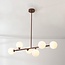 Suspension Aster à 6 lumières - brun et verre laiteux
