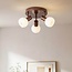 3-lichts plafondlamp Orlando - bruin met melkwit glas