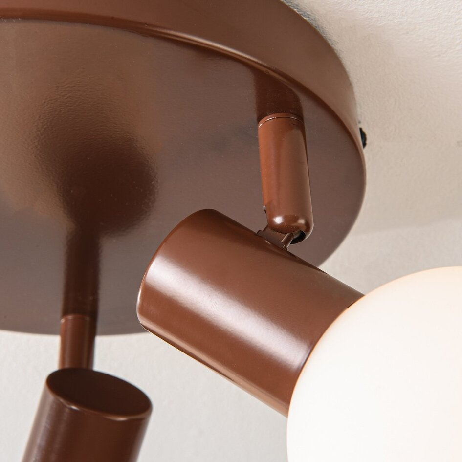 3-lichts plafondlamp Orlando - bruin met melkwit glas