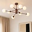 8-lichts plafondlamp Idaho - bruin met melkwit glas