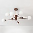 8-lichts plafondlamp Idaho - bruin met melkwit glas