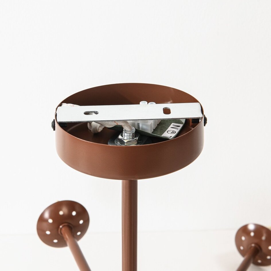 Design plafondlamp Idaho - bruin met melkwit glas, 8-lichts