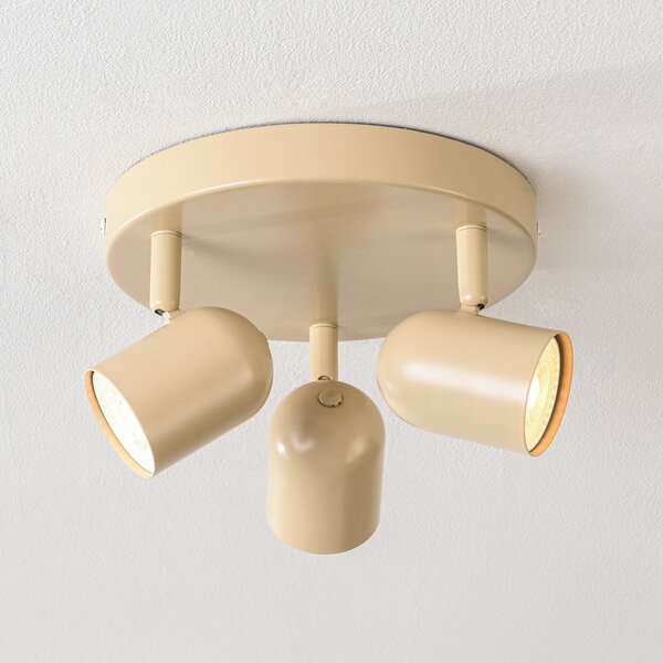 3-lichts plafondlamp Caro in beige met verstelbare spots