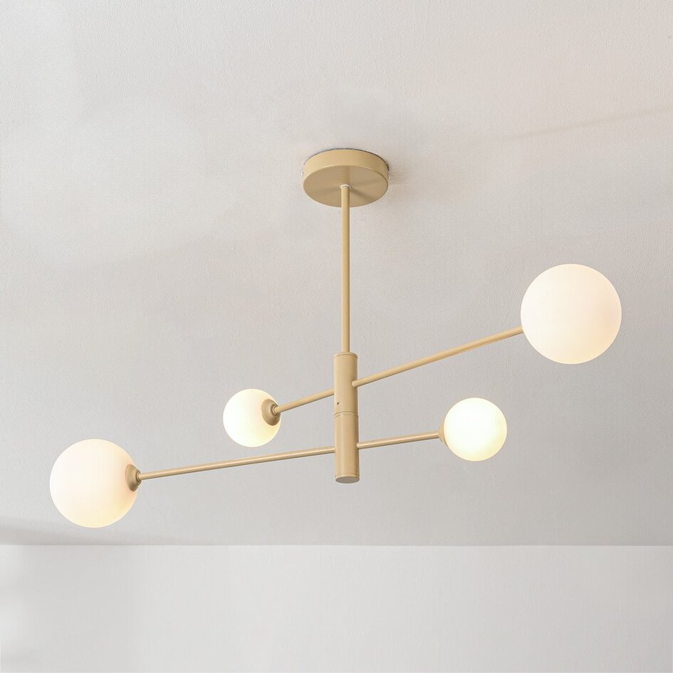 Plafonnier Stiri à 4 lumières - beige et verre laiteux