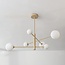 6-lichts plafondlamp Sest - beige met melkwit glas